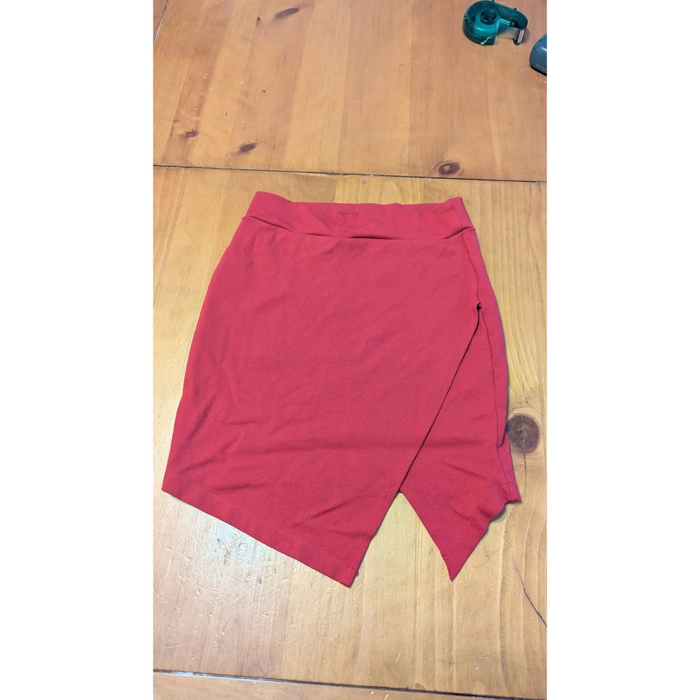 Forever 21 Red‎ Asymmetrical Wrap Skirt Mini Casual Chic Women's Size XS
